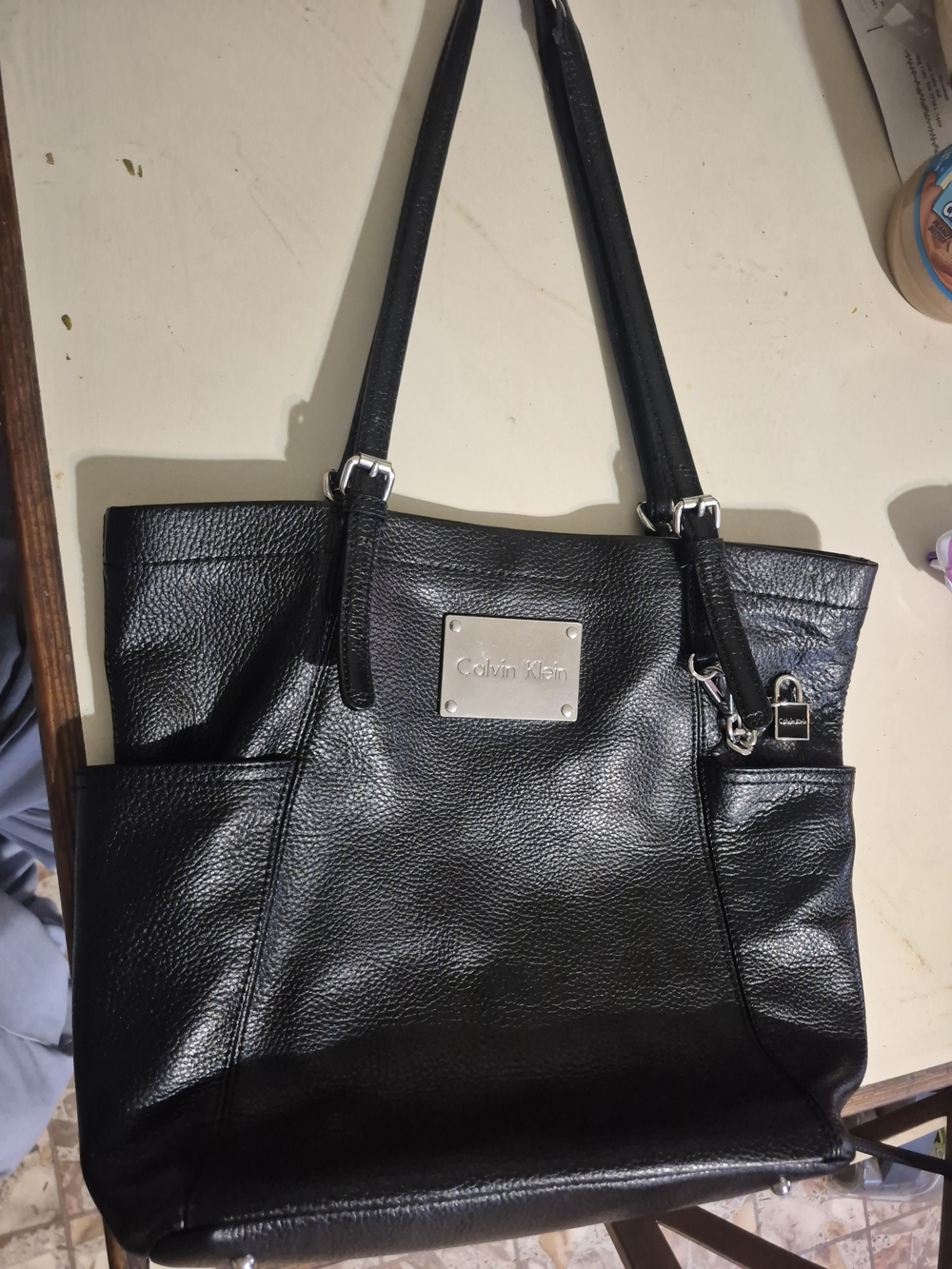 Calvin Klein Black Leather Tote Bag